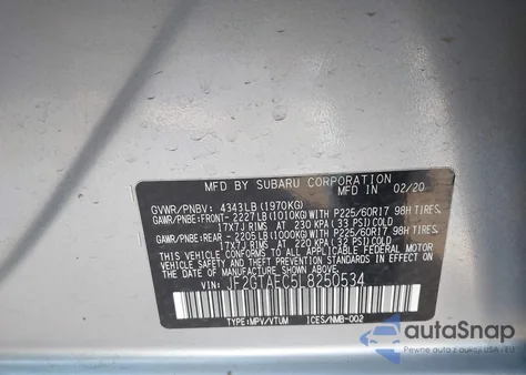 2020 Subaru Crosstrek Premium from USA, damaged, VIN JF2GTAEC5L8250534